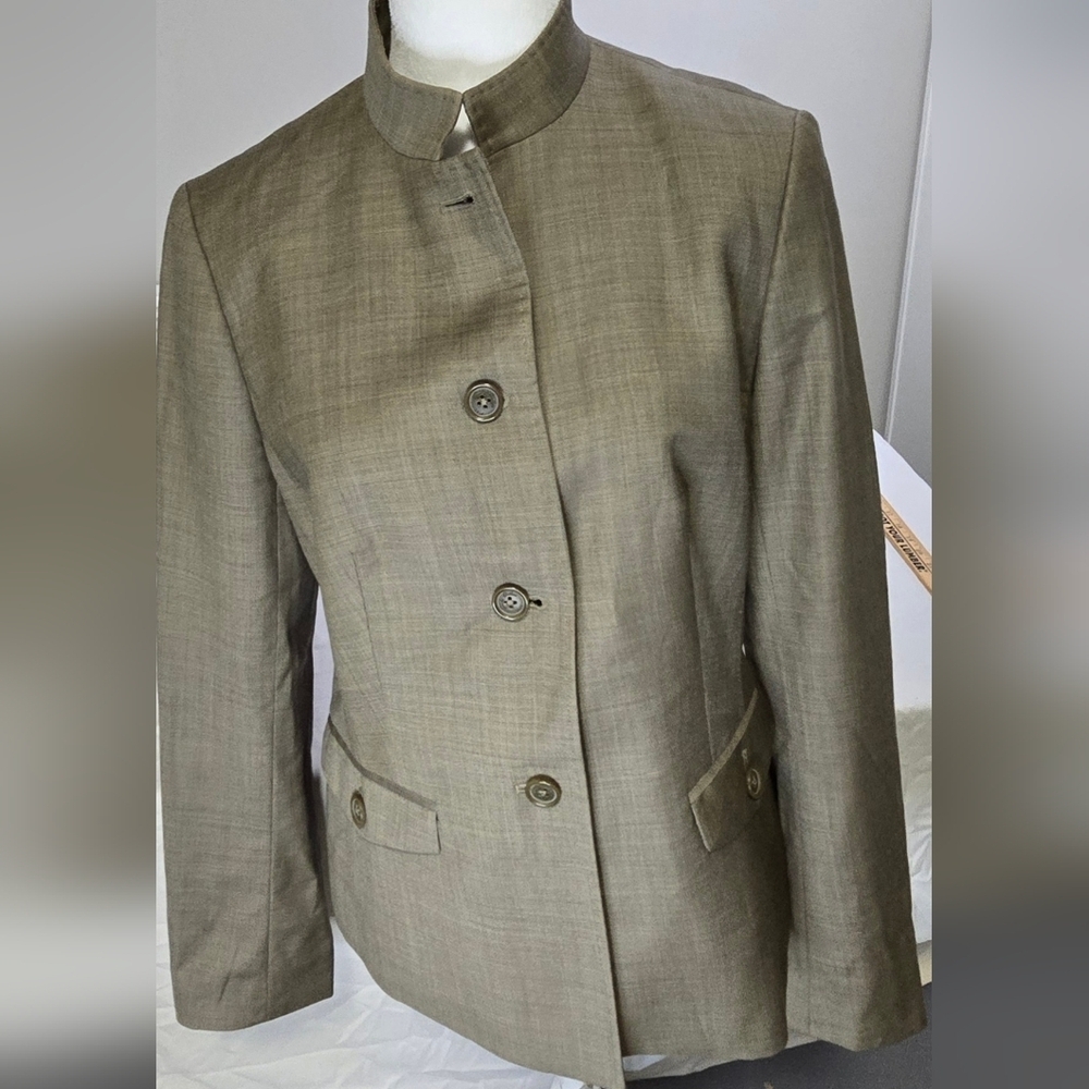 346 BROOKS BROTHERS Women's Size 8 Tan Jacket, 💯 Wool Shell Rn93986